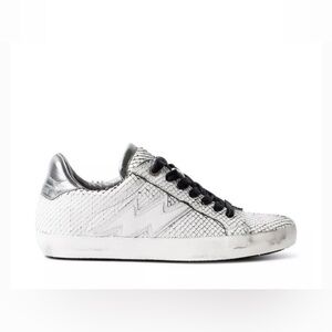Zadig & Voltaire white textured sneakers w metallic detail - 100% leather - 37